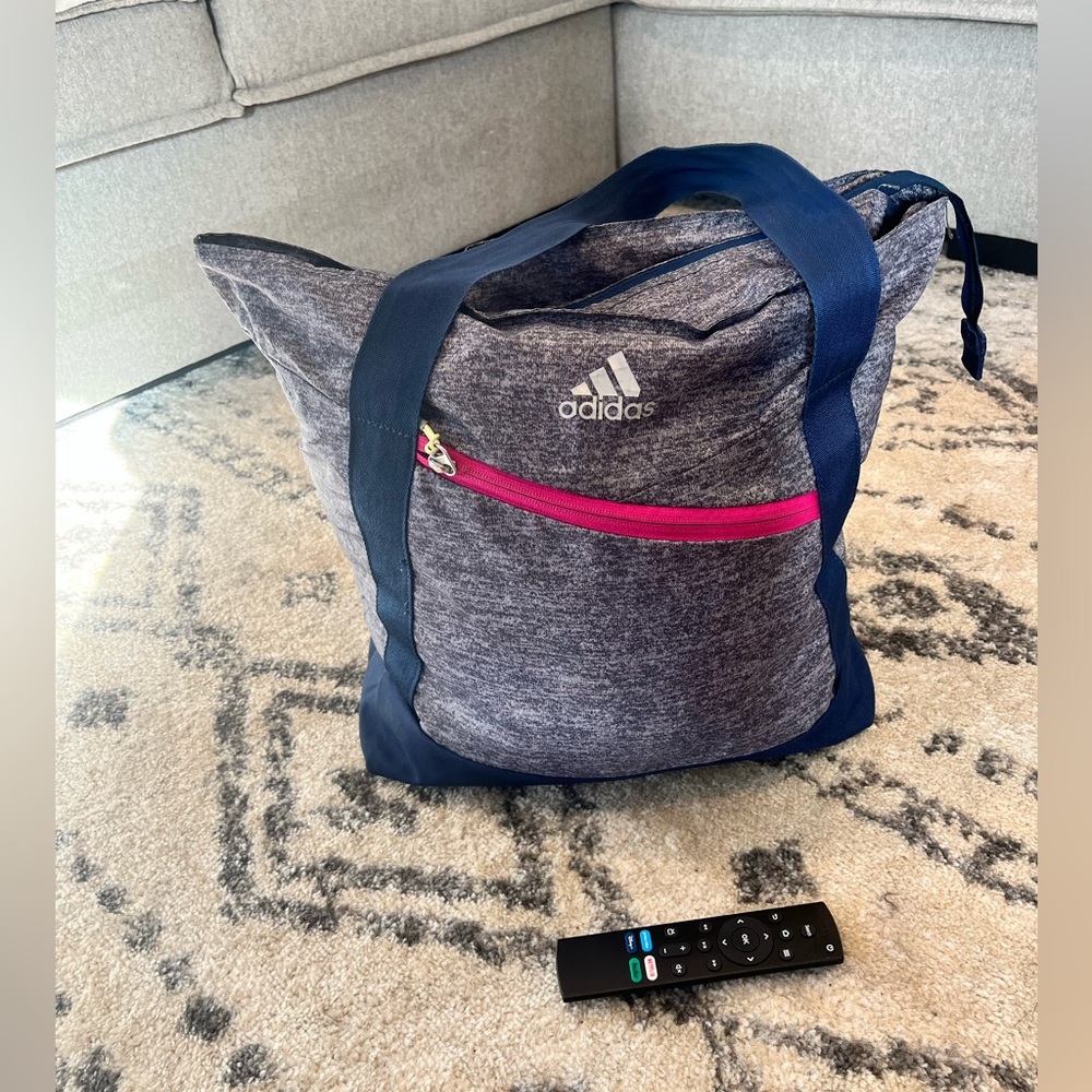 Adidas Gray Tote Bag with Pink Accent